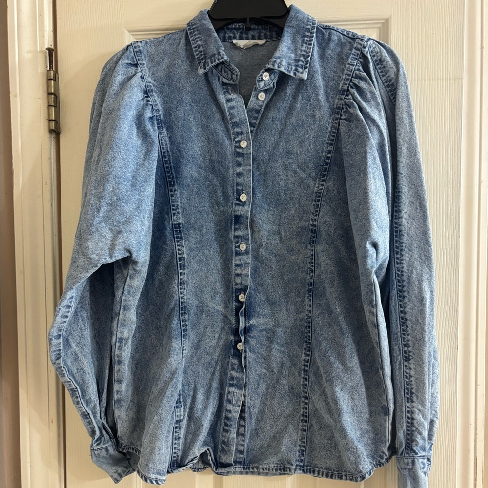 Denim Button-Up Women's Top